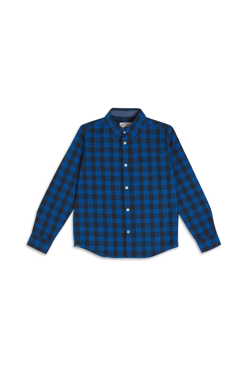 Checked Shirt Brushed Twill Cobalt