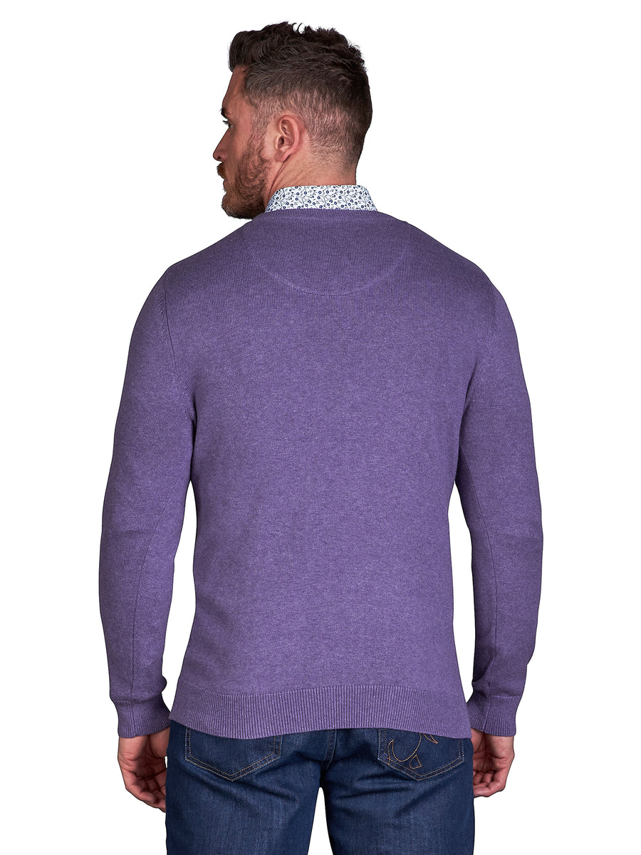 Men's purple v hot sale neck sweater