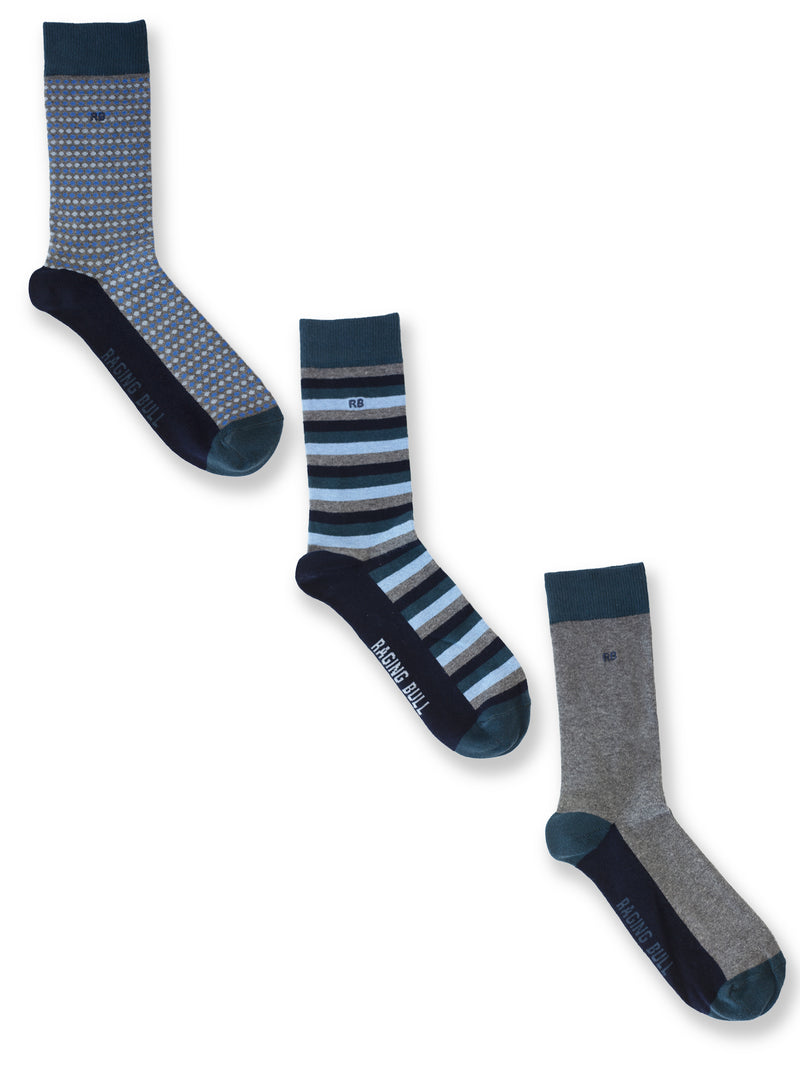 3 Pack Cotton Mix Mens Socks - Forest