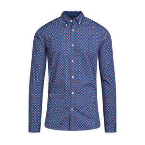 Long Sleeve Geo Print Shirt - Navy