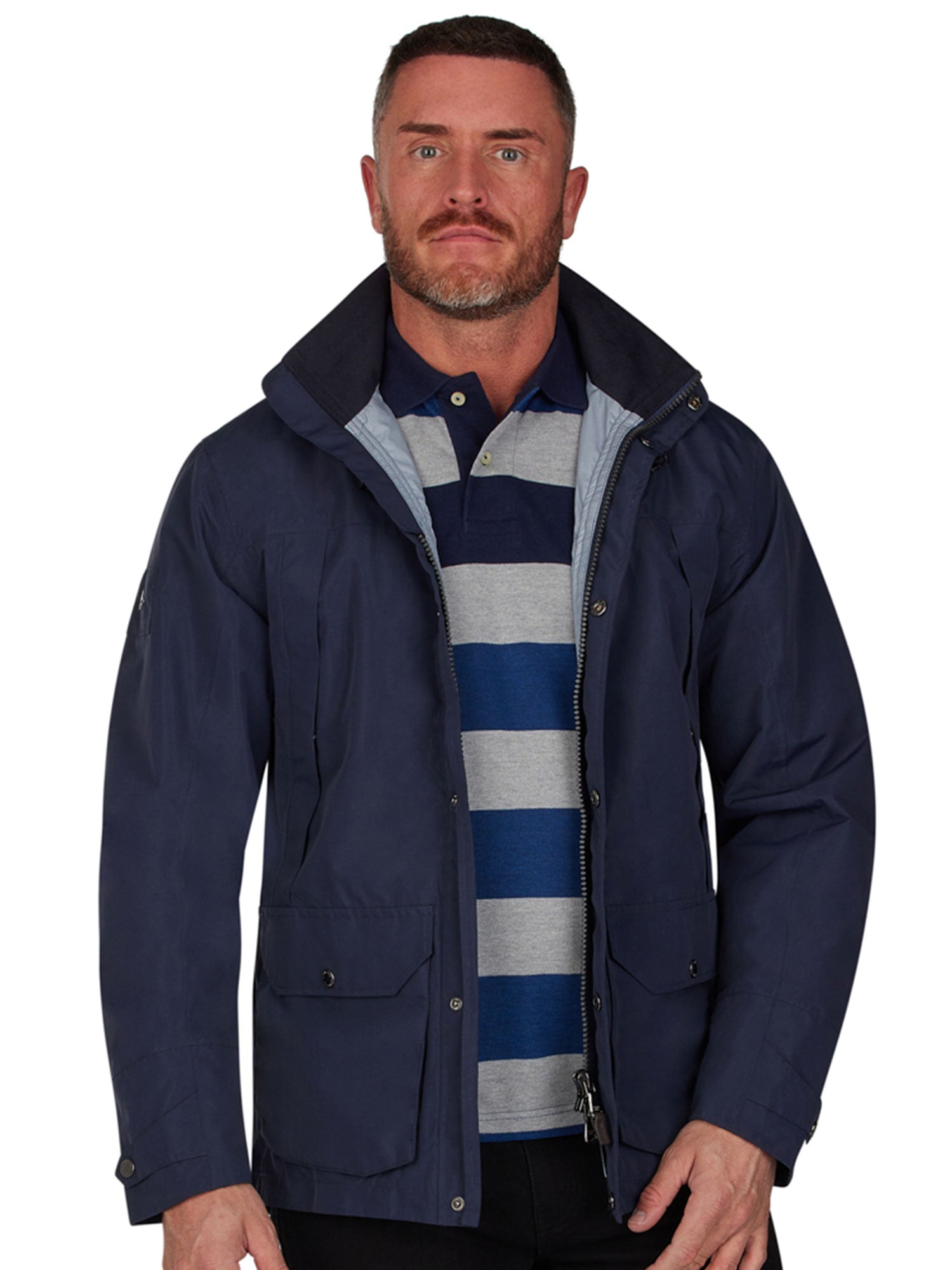 Waterproof Rain Jacket Navy Raging Bull Clothing