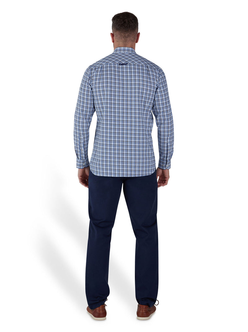 Long Sleeve Brushed Cotton Gingham Shirt - Sky Blue