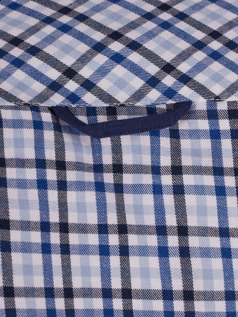 Long Sleeve Brushed Cotton Gingham Shirt - Sky Blue