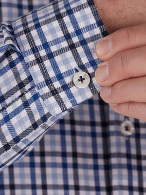 Long Sleeve Brushed Cotton Gingham Shirt - Sky Blue