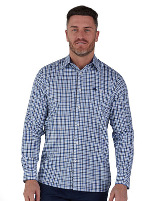 Long Sleeve Brushed Cotton Gingham Shirt - Sky Blue