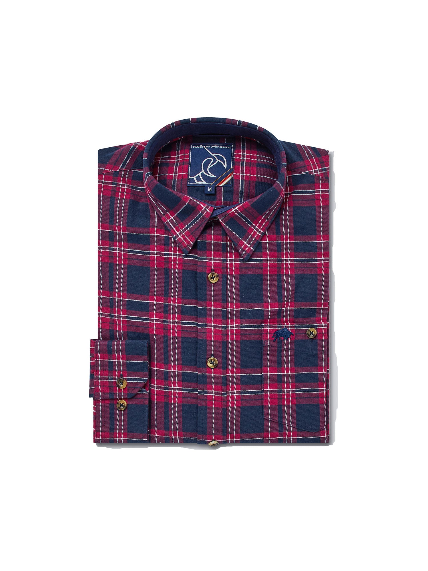 Long Sleeve Heavy Brushed Twill Plaid Shirt - Claret – Raging Bull