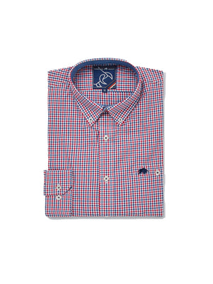 Long Sleeve Multi Gingham Shirt - Red