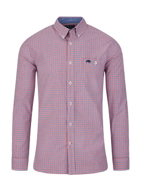 Long Sleeve Multi Gingham Shirt - Red