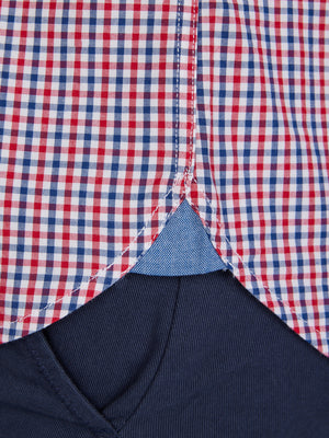 Long Sleeve Multi Gingham Shirt - Red