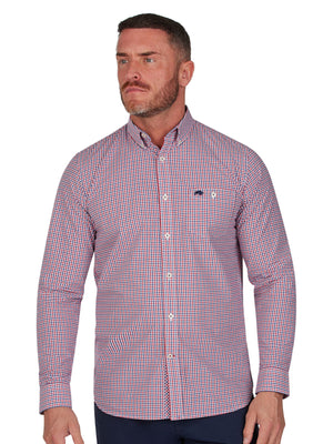 Long Sleeve Multi Gingham Shirt - Red