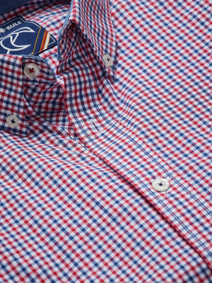 Short Sleeve Multi Gingham Shirt - Red