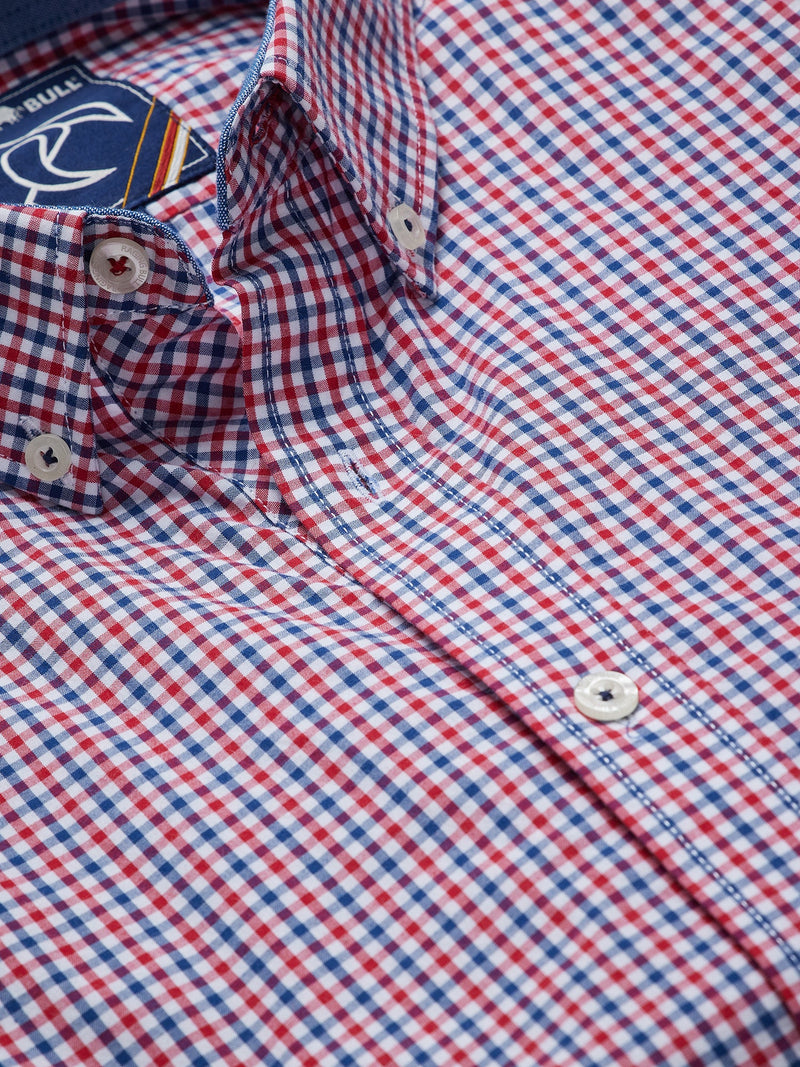 Short Sleeve Multi Gingham Shirt - Red