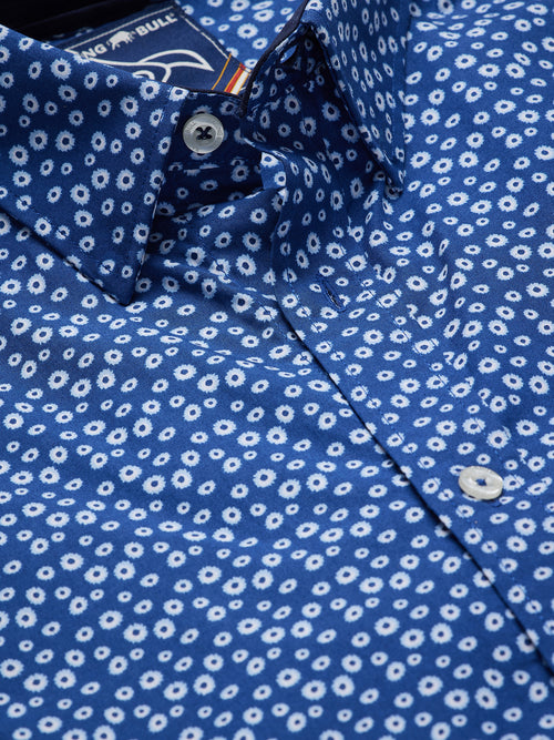 Long Sleeve Floral Print Shirt - Navy