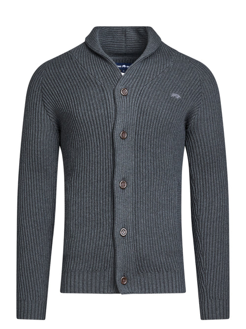 Button Up Shawl Cardigan - Dark Grey Marl