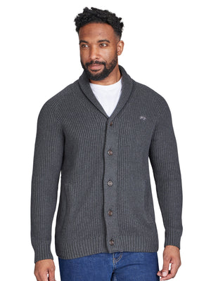 Button Up Shawl Cardigan - Dark Grey Marl