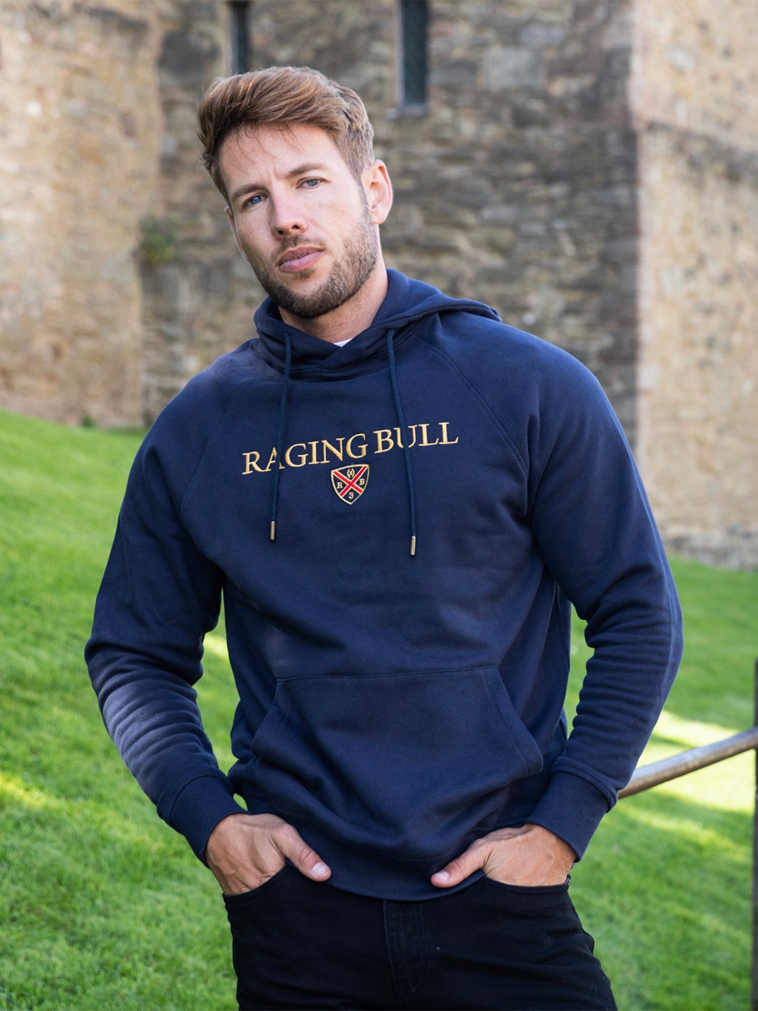 Chest Crest Overhead Hoodie - Navy – Raging Bull Clothing