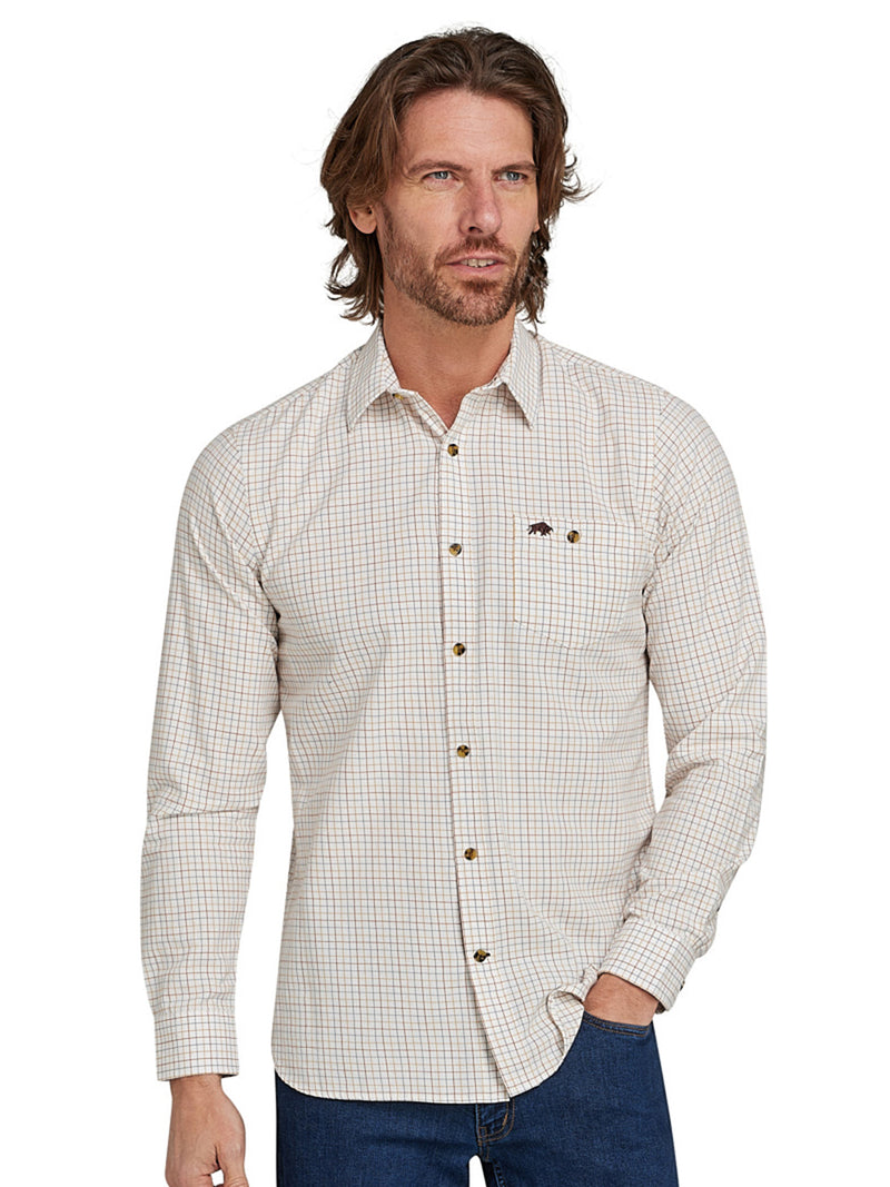 Long Sleeve Country Check Brushed Cotton Shirt - White