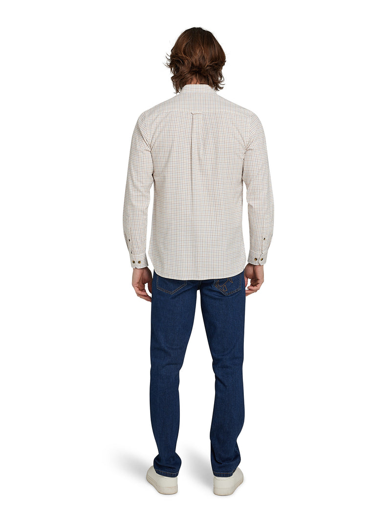 Long Sleeve Country Check Brushed Cotton Shirt - White