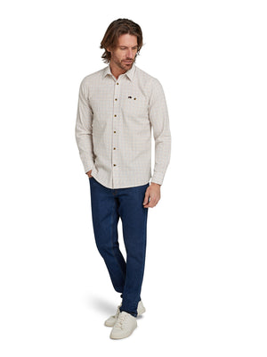 Long Sleeve Country Check Brushed Cotton Shirt - White