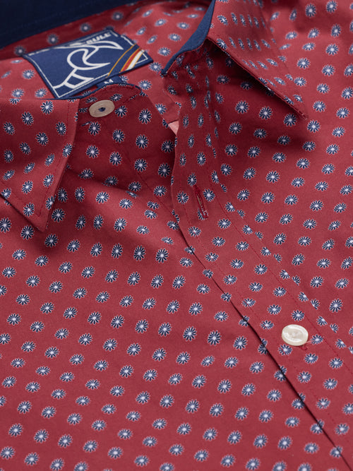 Long Sleeve Daisy Print Shirt - Claret