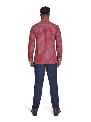 Long Sleeve Daisy Print Shirt - Claret