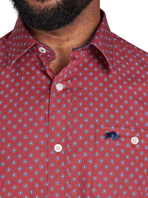 Long Sleeve Daisy Print Shirt - Claret