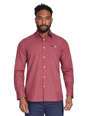 Long Sleeve Daisy Print Shirt - Claret