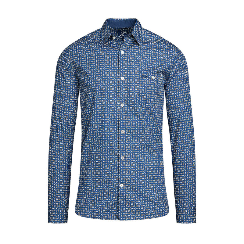 Long Sleeve Geo Hex Shirt - Navy