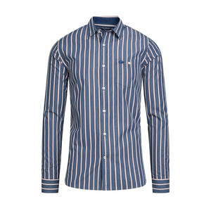 Long Sleeve Stripe Poplin Shirt - Navy