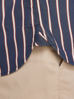 Long Sleeve Stripe Poplin Shirt - Navy