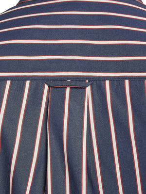 Long Sleeve Stripe Poplin Shirt - Navy