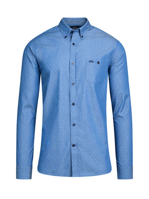 Long Sleeve Dobby Shirt - Denim Blue