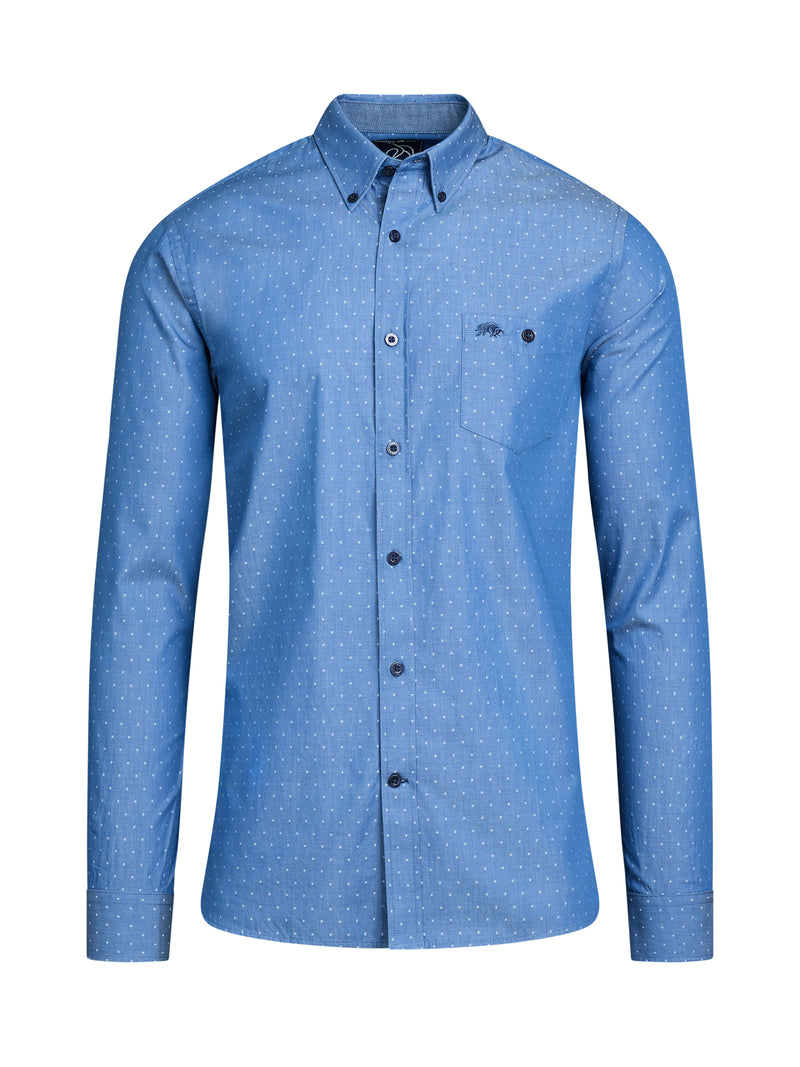 Long Sleeve Dobby Shirt - Denim Blue