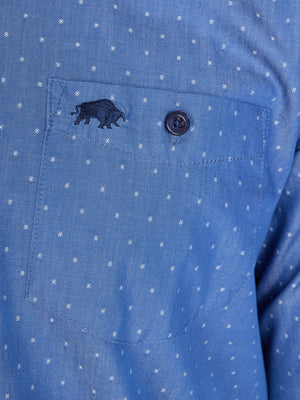 Long Sleeve Dobby Shirt - Denim Blue