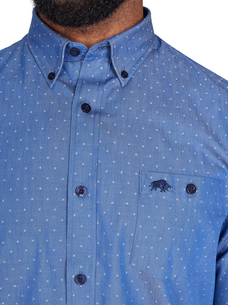 Long Sleeve Dobby Shirt - Denim Blue