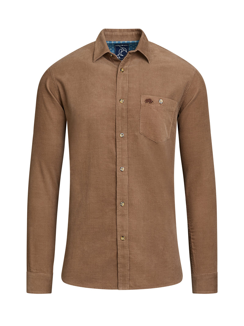 Long Sleeve Corduroy Shirt - Brown