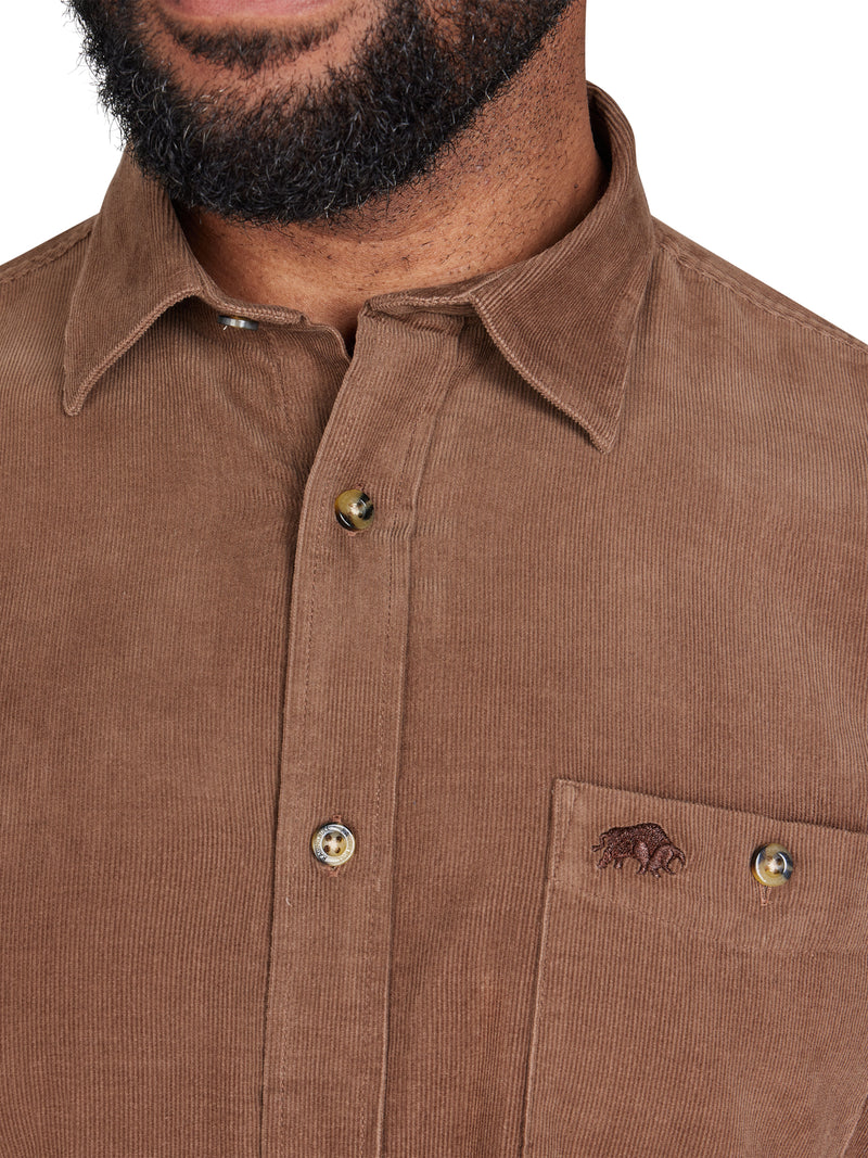 Long Sleeve Corduroy Shirt - Brown