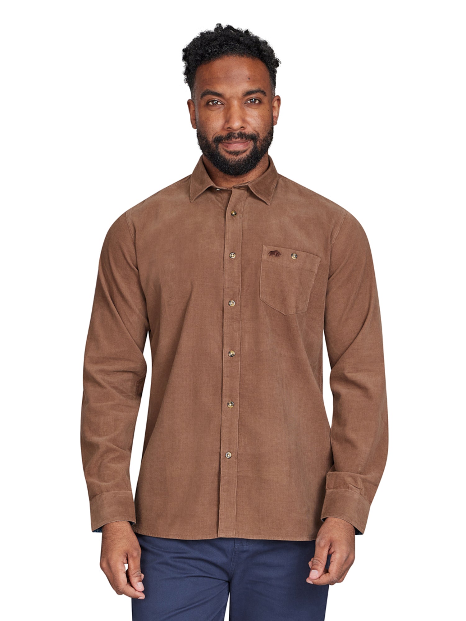 Brown button up shirt men online