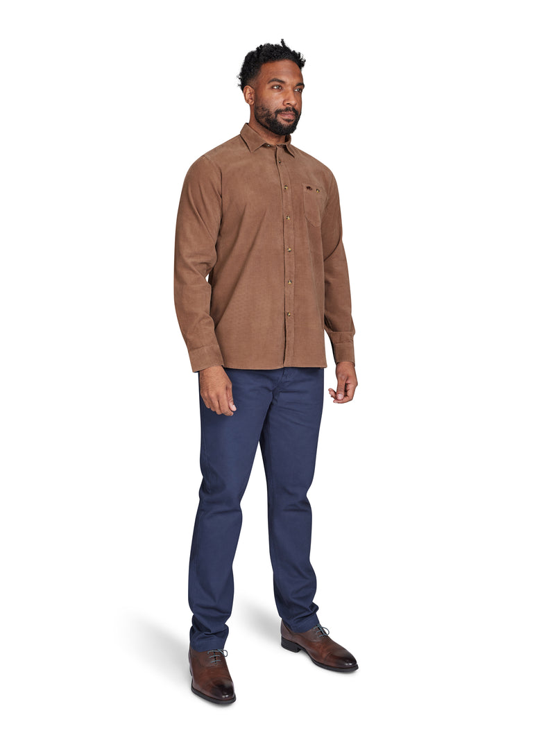 Long Sleeve Corduroy Shirt - Brown