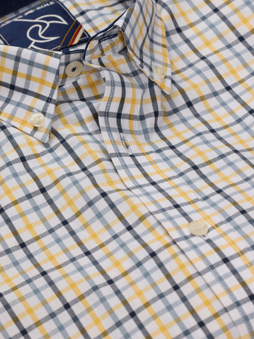 Long Sleeve Micro Gingham Shirt - Yellow