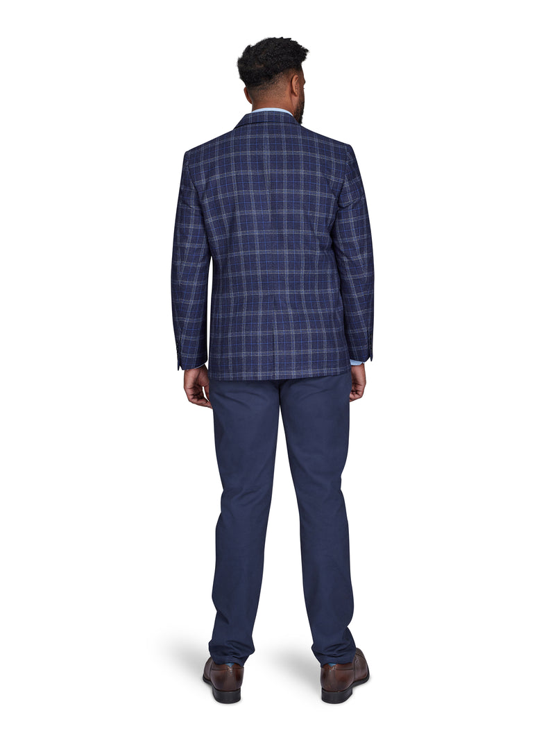 Checked Wool Blazer - Navy