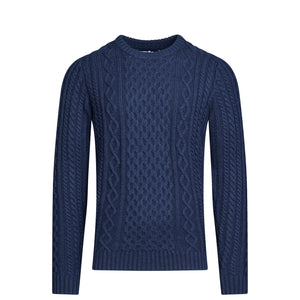 Chunky Cable Crew Neck Knit - Navy