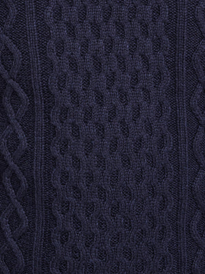 Chunky Cable Crew Neck Knit - Navy