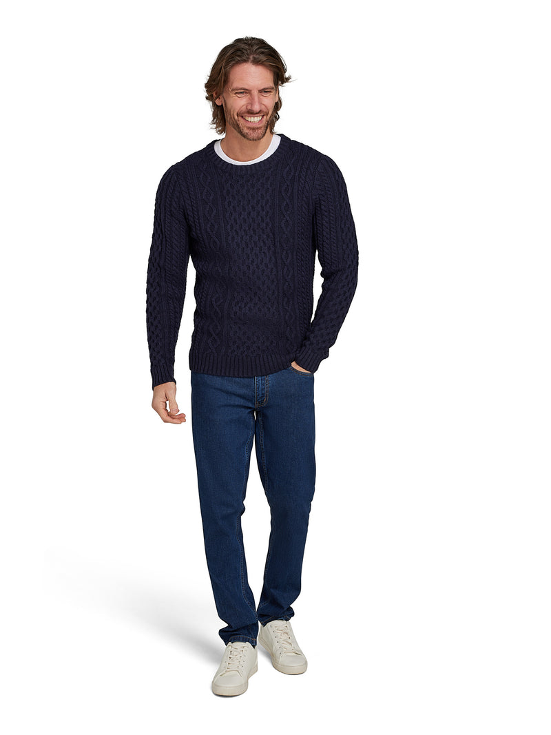 Chunky Cable Crew Neck Knit - Navy