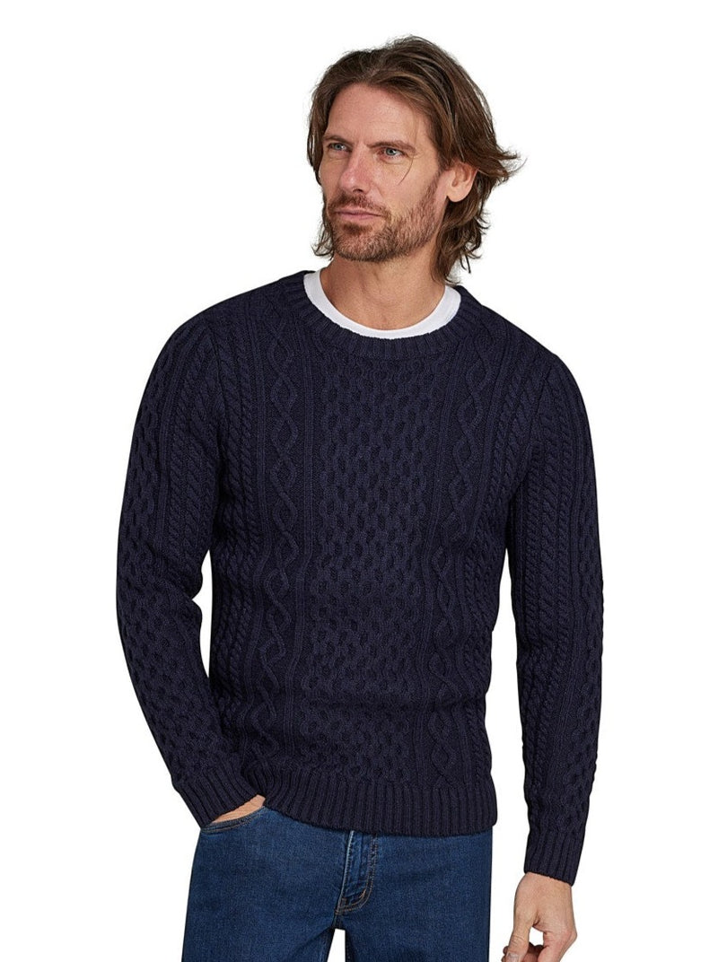 Chunky Cable Crew Neck Knit - Navy