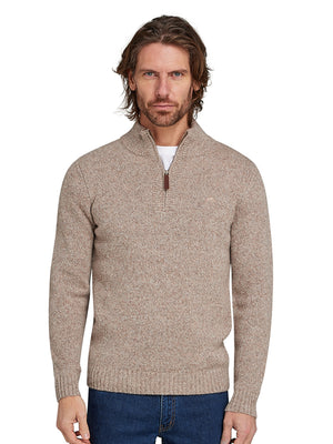 Chunky Fleck Quarter Zip Knit - Toast