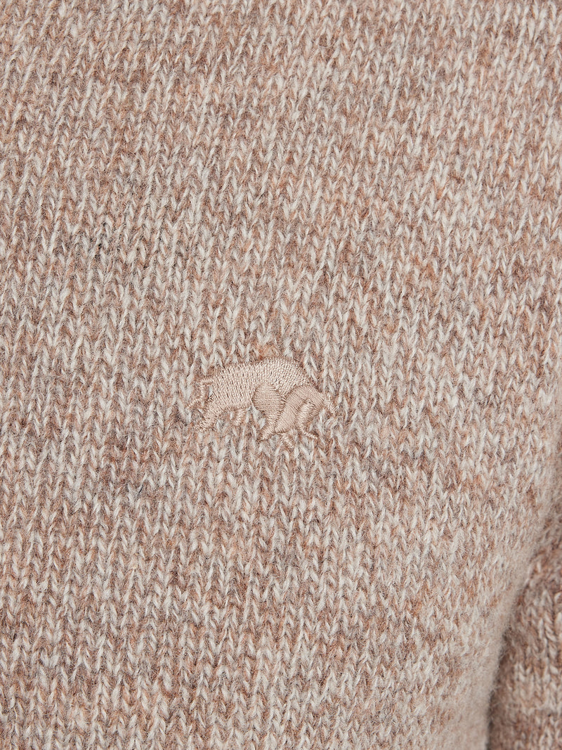 Chunky Fleck Quarter Zip Knit - Toast