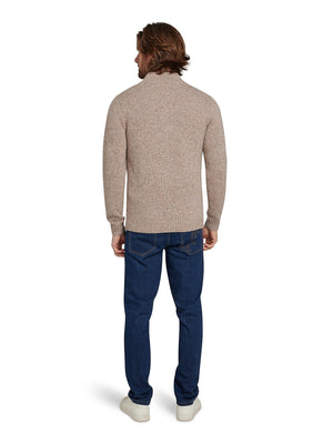 Chunky Fleck Quarter Zip Knit - Toast