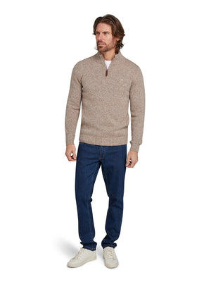 Chunky Fleck Quarter Zip Knit - Toast