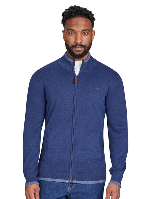 Zip Through Cardigan - Navy